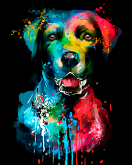 Colorful Red Blue Dog
